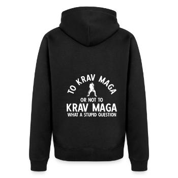 Israelischer Kampfsport Krav Maga - Unisex Premium Bio Zip Hoodie - Schwarz - Hinten - Nico (187cm)