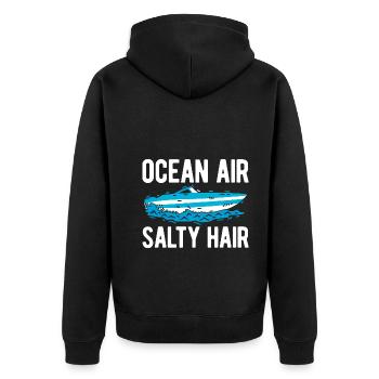 Segelboot Kapitän Spruch Zum Segeln - Unisex Premium Bio Zip Hoodie - Schwarz - Hinten - Nico (187cm)
