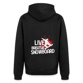 Snowboard Spruch für Snowboarder - Unisex Premium Bio Zip Hoodie - Schwarz - Hinten - Nico (187cm)
