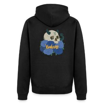 Kindness To Those Who Deserve It (Blue) - Unisex Premium Bio Zip Hoodie - Schwarz - Hinten - Nico (187cm)