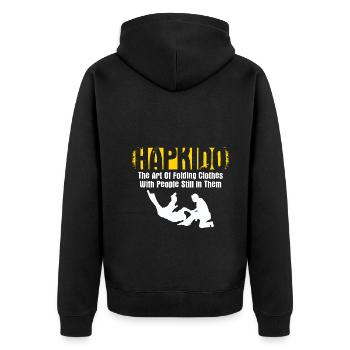 Koreanischer Kampfsport Hapkido - Unisex Premium Bio Zip Hoodie - Schwarz - Hinten - Nico (187cm)