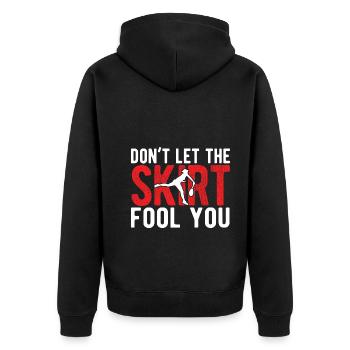 Tennisplatz Spruch Für Tennis - Unisex Premium Bio Zip Hoodie - Schwarz - Hinten - Nico (187cm)