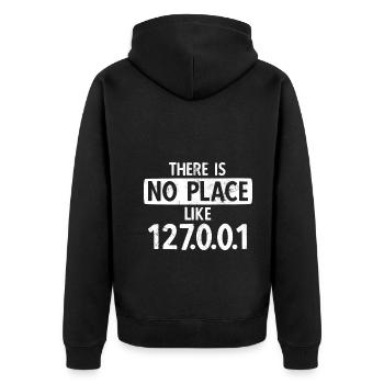 Software Ingenieur Informatiker Programmierer - Unisex Premium Bio Zip Hoodie - Schwarz - Hinten - Nico (187cm)