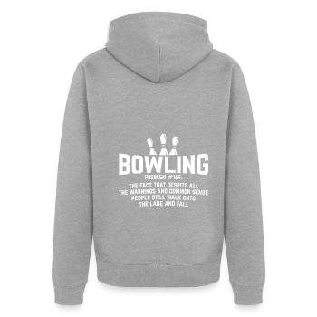Bowling - Unisex Premium Bio Zip Hoodie - Grau meliert - Hinten - Nico (187cm)