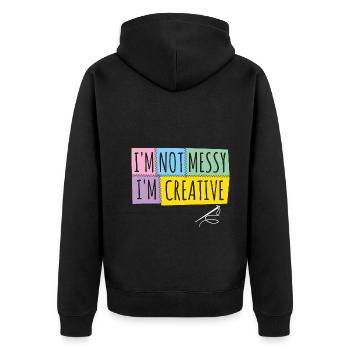 Quilten von Tagesdecken - Unisex Premium Bio Zip Hoodie - Schwarz - Hinten - Nico (187cm)