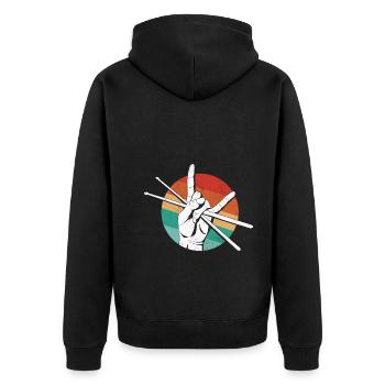 Schlagzeug Spieler Drummer - Unisex Premium Bio Zip Hoodie - Schwarz - Hinten - Nico (187cm)