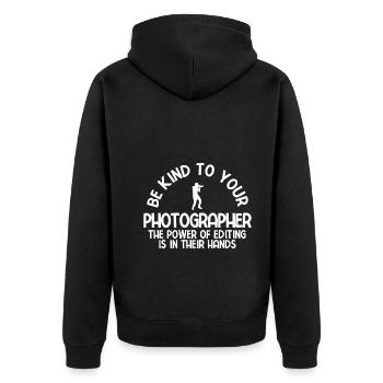 Fotografie Fotograf - Unisex Premium Bio Zip Hoodie - Schwarz - Hinten - Nico (187cm)