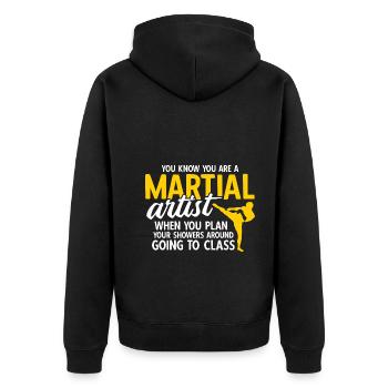 Mixed Martial Arts MMA - Unisex Premium Bio Zip Hoodie - Schwarz - Hinten - Nico (187cm)