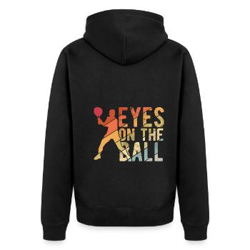 Tennisplatz Spruch Für Tennis - Unisex Premium Bio Zip Hoodie - Schwarz - Hinten - Nico (187cm)