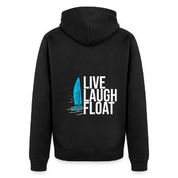 Segelboot Kapitän Spruch Zum Segeln - Unisex Premium Bio Zip Hoodie - Schwarz - Hinten - Nico (187cm)