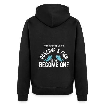 Apnoetaucher Freitaucher Taucher - Unisex Premium Bio Zip Hoodie - Schwarz - Hinten - Nico (187cm)