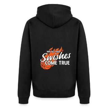Basketball - Unisex Premium Bio Zip Hoodie - Schwarz - Hinten - Nico (187cm)