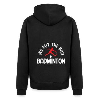 Badminton - Unisex Premium Bio Zip Hoodie - Schwarz - Hinten - Nico (187cm)