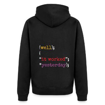 Software Ingenieur Informatiker Programmierer - Unisex Premium Bio Zip Hoodie - Schwarz - Hinten - Nico (187cm)