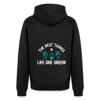 Landschaftsgärtner Hobbygärtner Gärtner - Unisex Premium Bio Zip Hoodie - Schwarz - Hinten - Nico (187cm)