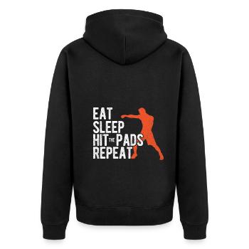 Boxsport Boxing - Unisex Premium Bio Zip Hoodie - Schwarz - Hinten - Nico (187cm)