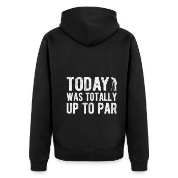 Golfplatz zum Golfen Golf - Unisex Premium Bio Zip Hoodie - Schwarz - Hinten - Nico (187cm)