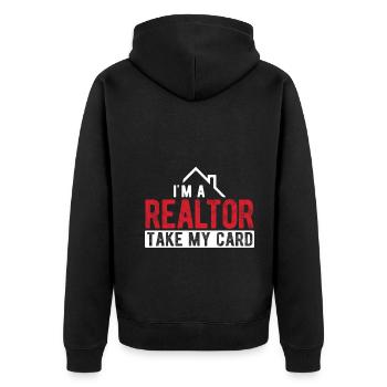 Immobilien-Händler Für Immobilien-Makler - Unisex Premium Bio Zip Hoodie - Schwarz - Hinten - Nico (187cm)