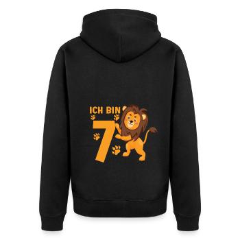 Löwe 7 Jahre Löwen 7 Kindergeburtstag - Unisex Premium Bio Zip Hoodie - Schwarz - Hinten - Nico (187cm)