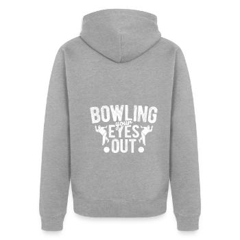 Bowling - Unisex Premium Bio Zip Hoodie - Grau meliert - Hinten - Nico (187cm)