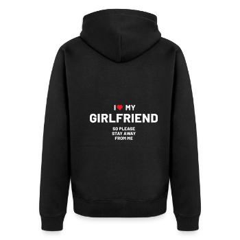 I Love My Girlfriend - Girlfriend Funny Gift - Unisex Premium Organic Zip Hoodie - black - Back - Nico (187cm)