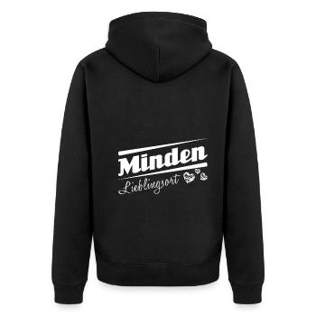 Minden - Lieblingsort mit Stadtnamen - Unisex Premium Bio Zip Hoodie - Schwarz - Hinten - Nico (187cm)