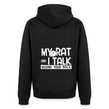 Nagetier Maus Ratte - Unisex Premium Bio Zip Hoodie - Schwarz - Hinten - Nico (187cm)