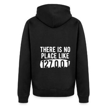 Software Ingenieur Informatiker Programmierer - Unisex Premium Bio Zip Hoodie - Schwarz - Hinten - Nico (187cm)