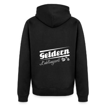 Geldern - Lieblingsort mit Stadtnamen - Unisex Premium Bio Zip Hoodie - Schwarz - Hinten - Nico (187cm)