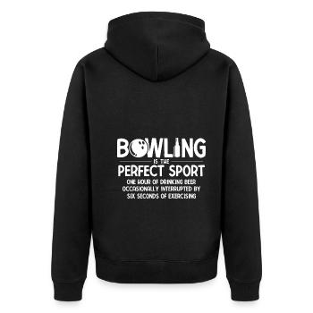 Bowling - Unisex Premium Bio Zip Hoodie - Schwarz - Hinten - Nico (187cm)