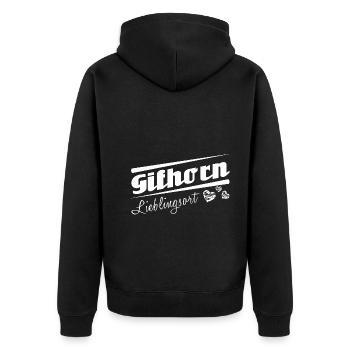 Gifhorn - Lieblingsort mit Stadtnamen - Unisex Premium Bio Zip Hoodie - Schwarz - Hinten - Nico (187cm)