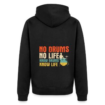 Schlagzeug Spieler Drummer - Unisex Premium Bio Zip Hoodie - Schwarz - Hinten - Nico (187cm)