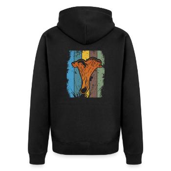 Pfifferling Pilzsammler von Schwammerl - Unisex Premium Bio Zip Hoodie - Schwarz - Hinten - Nico (187cm)