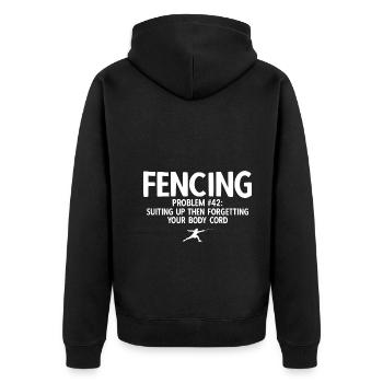 Fechten - Unisex Premium Bio Zip Hoodie - Schwarz - Hinten - Nico (187cm)