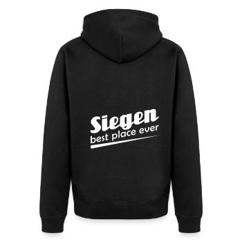 Siegen - Stadt best place ever - Unisex Premium Bio Zip Hoodie - Schwarz - Hinten - Nico (187cm)
