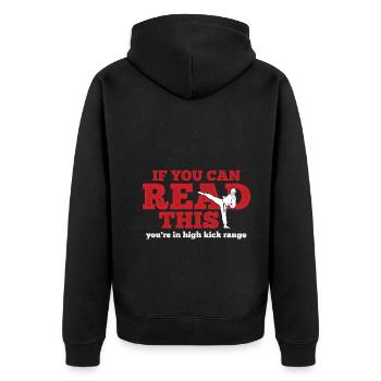 Koreanischer Kampfsport Taekwondo - Unisex Premium Bio Zip Hoodie - Schwarz - Hinten - Nico (187cm)