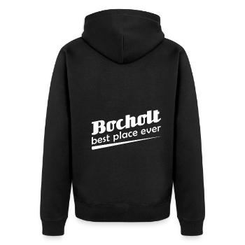 Bocholt - Stadt best place ever - Unisex Premium Bio Zip Hoodie - Schwarz - Hinten - Nico (187cm)