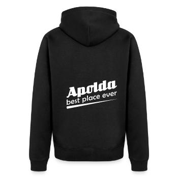 Apolda - Stadt best place ever - Unisex Premium Bio Zip Hoodie - Schwarz - Hinten - Nico (187cm)