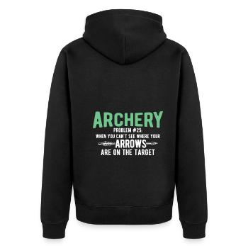 Bogenschießen Archery - Unisex Premium Bio Zip Hoodie - Schwarz - Hinten - Nico (187cm)