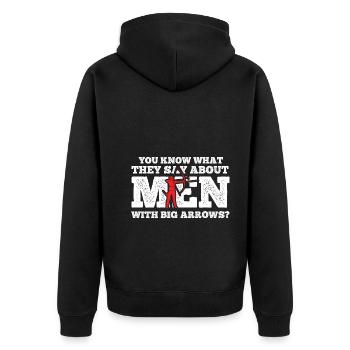 Bogenschießen Archery - Unisex Premium Bio Zip Hoodie - Schwarz - Hinten - Nico (187cm)