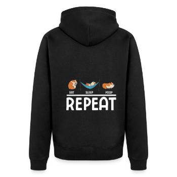 Nagetier Meerschwein Meerschweinchen - Unisex Premium Bio Zip Hoodie - Schwarz - Hinten - Nico (187cm)