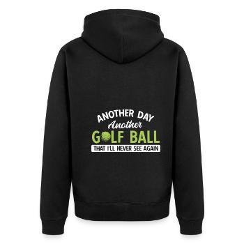 Golfplatz zum Golfen Golf - Unisex Premium Bio Zip Hoodie - Schwarz - Hinten - Nico (187cm)