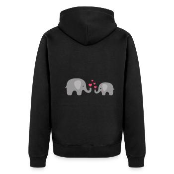 Sweet baby elephant and mom with hearts - Unisex Premium Organic Zip Hoodie - black - Back - Nico (187cm)
