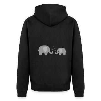 Sweet elephant baby and mom with hearts - Unisex Premium Organic Zip Hoodie - black - Back - Nico (187cm)