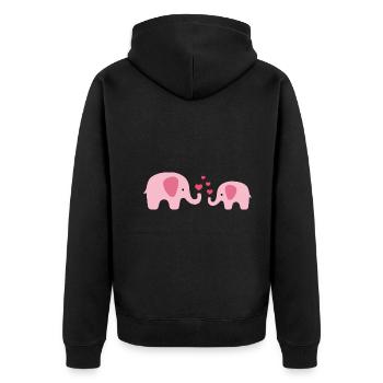 Sweet baby elephant and mom with red hearts - Unisex Premium Organic Zip Hoodie - black - Back - Nico (187cm)