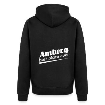 Amberg - Stadt best place ever - Unisex Premium Bio Zip Hoodie - Schwarz - Hinten - Nico (187cm)