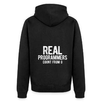 Software Ingenieur Informatiker Programmierer - Unisex Premium Bio Zip Hoodie - Schwarz - Hinten - Nico (187cm)
