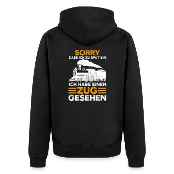 Modelleisenbahn Lokomotive Lokomotive Geschenk - Unisex Premium Bio Zip Hoodie - Schwarz - Hinten - Nico (187cm)
