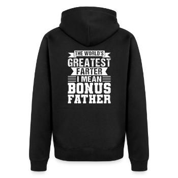 Stepfather Bonus Papa Bonus Father Gift - Unisex Premium Organic Zip Hoodie - black - Back - Nico (187cm)