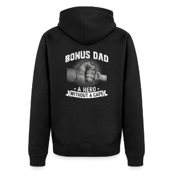 Stiefvater Bonus Papa Bonus Vater Geschenk - Unisex Premium Bio Zip Hoodie - Schwarz - Hinten - Nico (187cm)